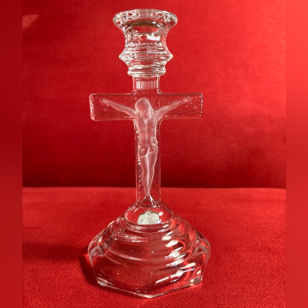 Home Interiors Glass Crucifix Candle Holder